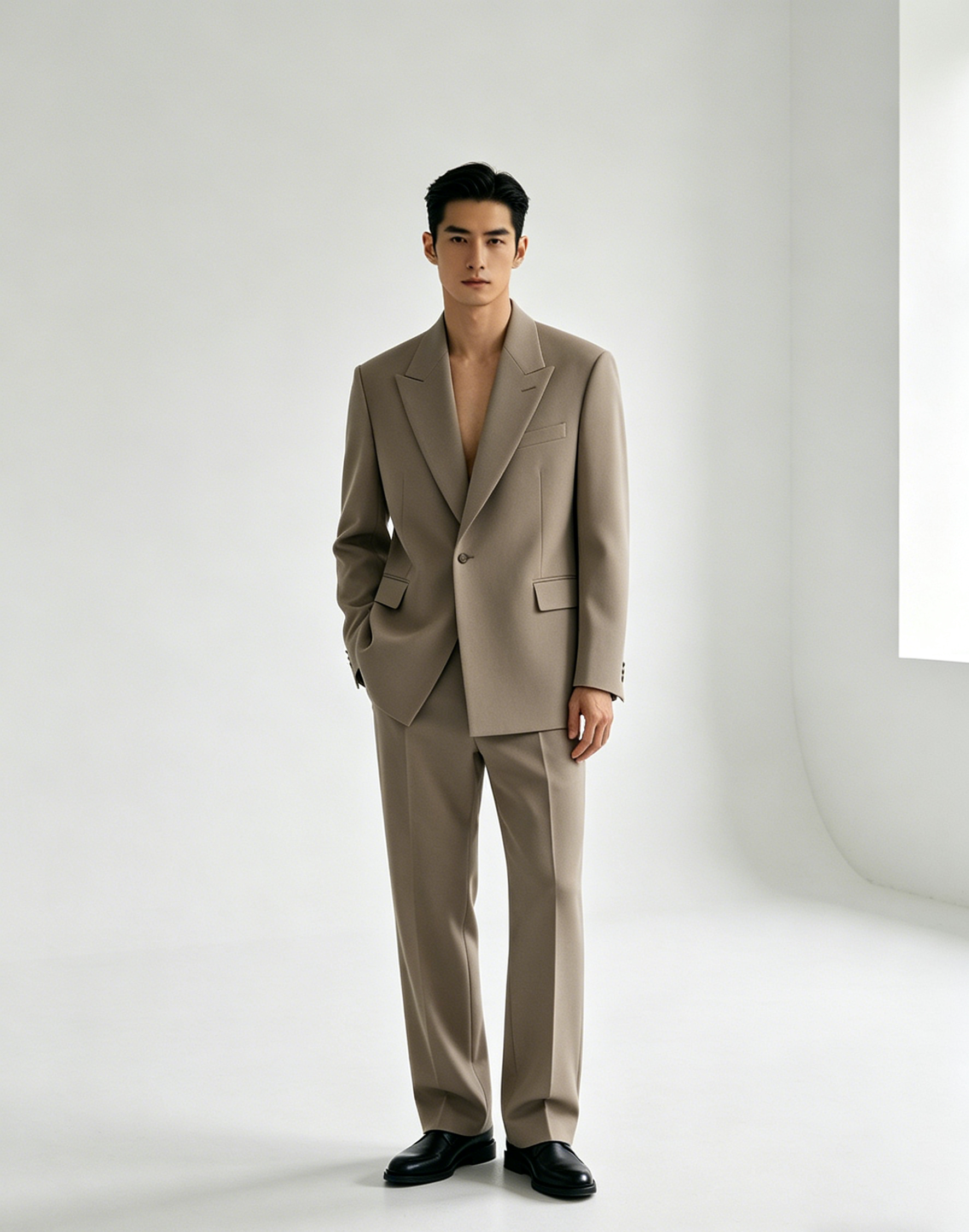 Worsted wool single-breasted suit with notched lapel - Image 4