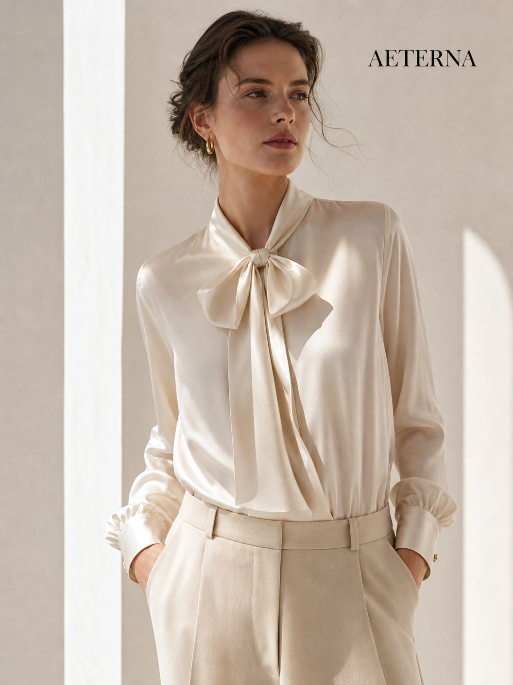 The Lustrous Silk Bow Blouse - Image 2
